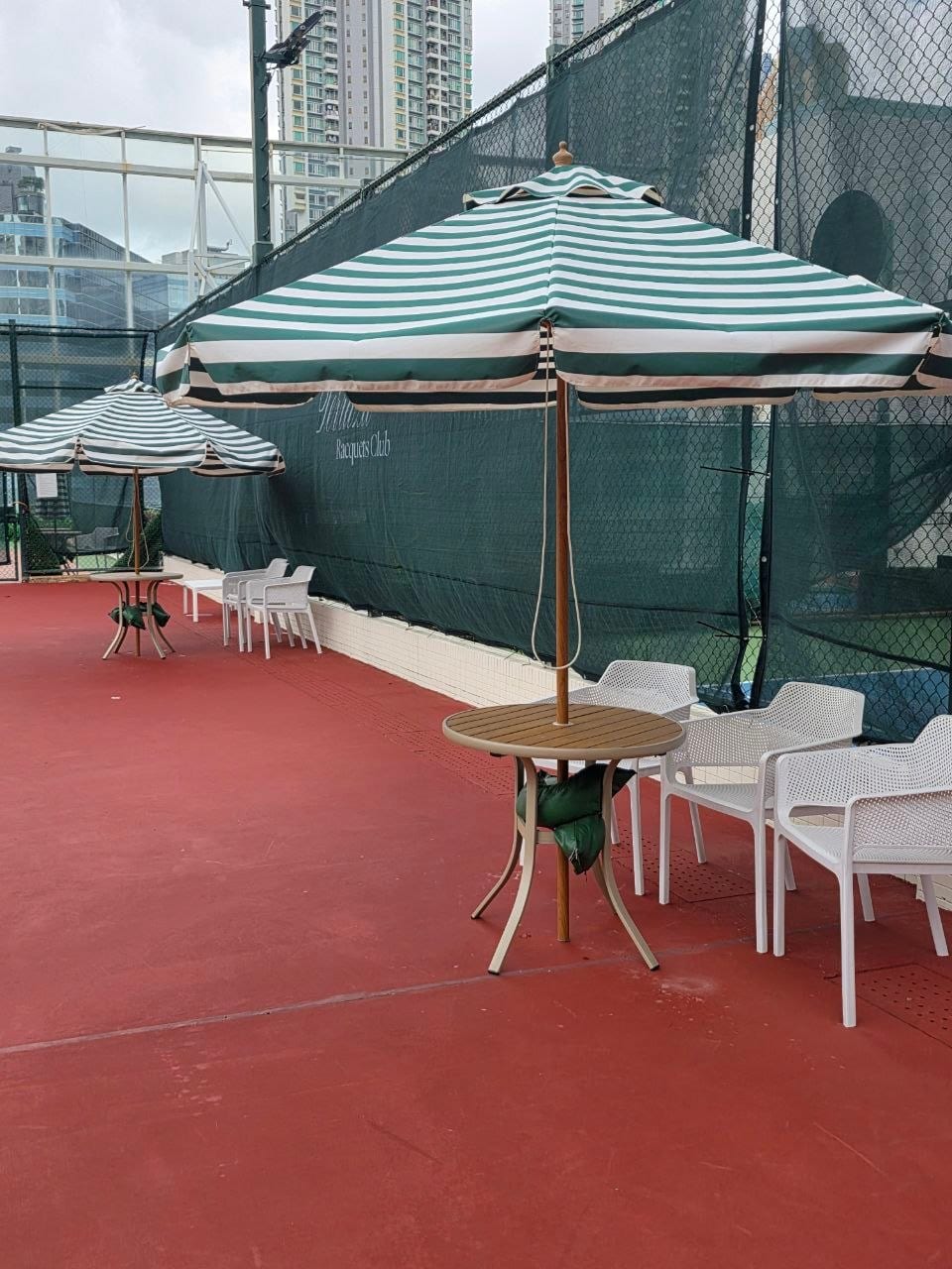 Shaded rooftop lounge and seating