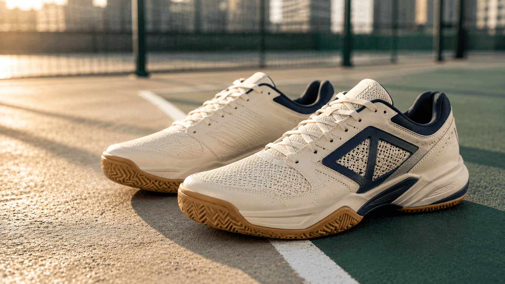 Court shoes on a hard court surface
